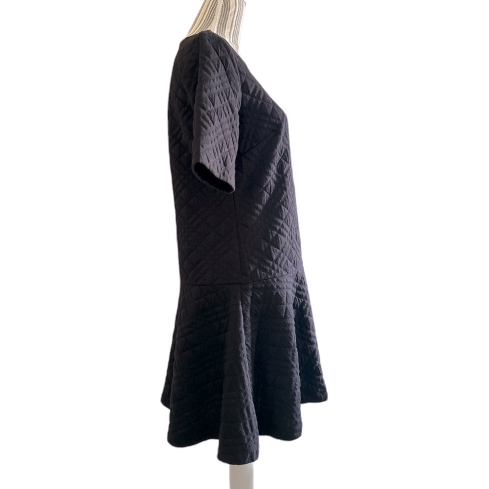 LOFT Quilted Drop Waist Black Dress, Size S - Picture 2 of 3